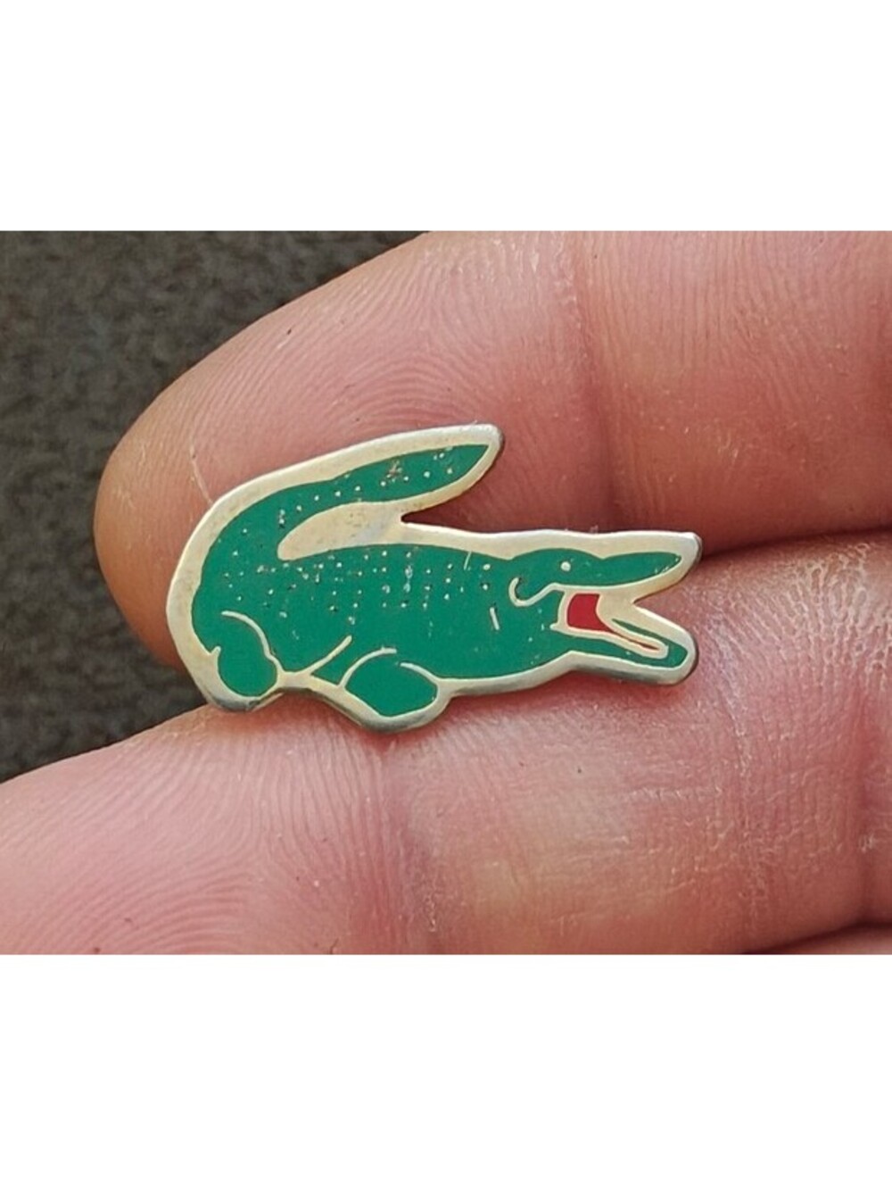 1980s Rare & Hard To Find Lacoste Gold Tone Enamel Crocodile Cloisonné Pin